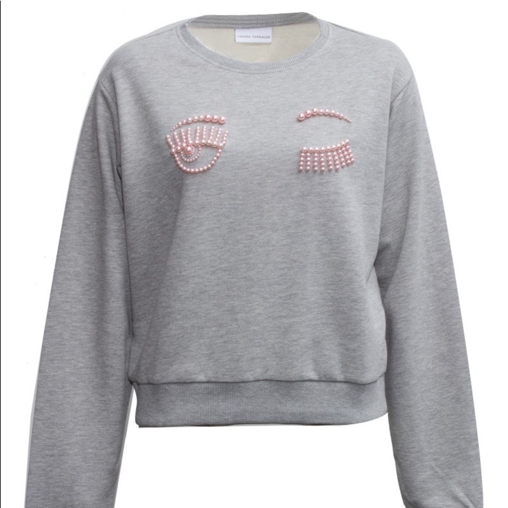 Chiara Ferragni Flirting Eyes Pearl Sweatshirt